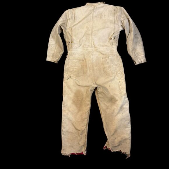 Carhartt Distressed Duck Coveralls L? Thrashed Grunge Americana Corduroy Collar - Picture 2 of 14